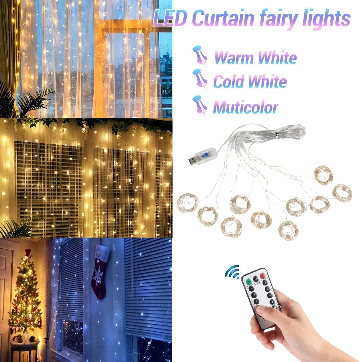 Pointbazzar™ LED Christmas Curtain Lights